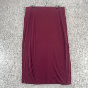 J Jill Skirt Womens Medium Burgundy Wearever Pull On Stretch Midi Casual Work